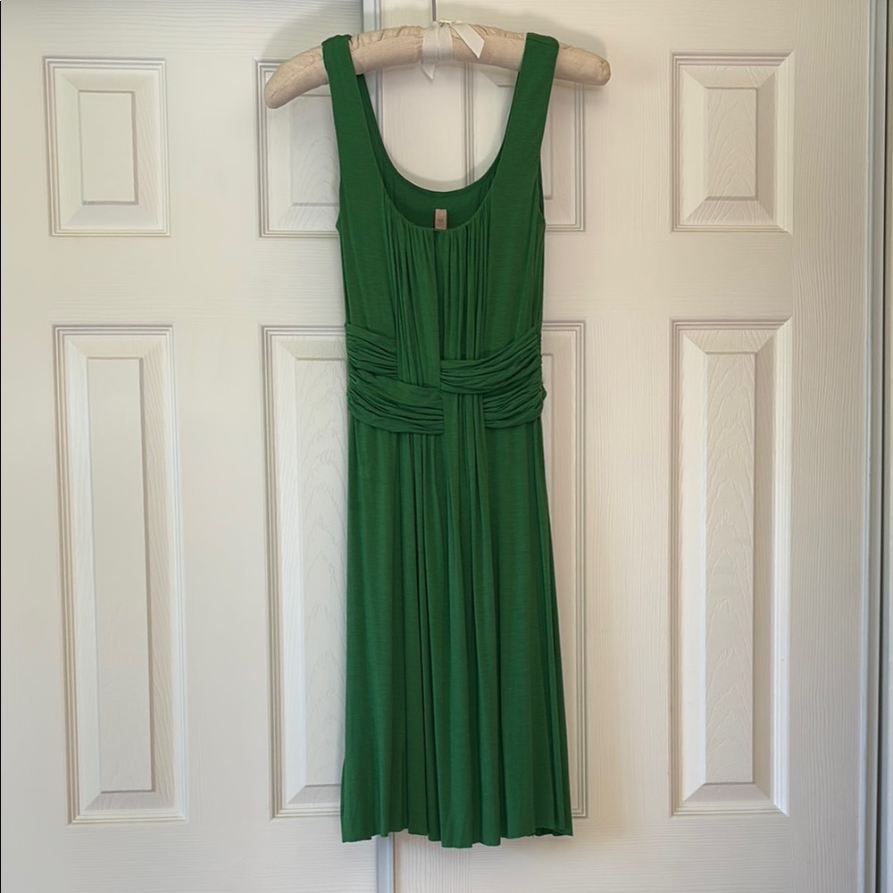 Anthropologie Green Ruched Basketweave Under Over Dress by Bailey 44
